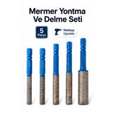 Badem10 Mermer Delme ve Yontma Seti 5 Parça Beton Fayans Granit Seramik Delici Matkap Ucu Seti