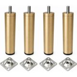 Badem10 Metal Ayak Mat Gold 12 cm 4 Adet Mobilya Baza Sehpa Dolap Masa Ayağı M8 Civatalı Bağlantı Aparatlı
