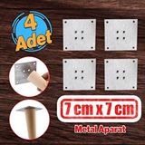 Badem10 Metal Çinko Masa Bağlantı Sacı Düz 7 x 7 cm Mobilya Yemek Masası Ayak Bağlama Saçı Aparat 4 Adet