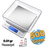 Badem10 Metal Dijital Hassas Terazi LCD Ekran Pilli 0.01 gr Hassasiyet 500 Gram Tartım Mutfak Tartısı Ölçüm