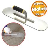 Badem10 Metal Elastomer Saplı Havuz Malası 45 cm Harç Derz Sıva Yüzey Düzleştirme Beton Çimento Mala Saten