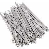 Badem10 Metal Kablo Bağı 100 Adet 4,6X370 mm Paslanmaz Çelik Isıya Dayanıklı Kelepçe Bağlantı Bağı - Metalik Gri
