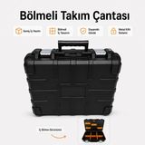 Badem10 Metal Kilitli Teknisyen Takım Çantası Portatif Alet Edevat Taşıma Kutusu Çok Bölmeli Organizer Çanta - Siyah