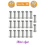 Badem10 Metal Krom (10 Cm) Baza Koltuk Kanepe Mobilya Yatak Çekyat Ayağı Ince Diş M8 Metrik Ayakları 20 Adet