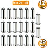Badem10 Metal Krom (12 Cm) Baza Koltuk Kanepe Mobilya Yatak Çekyat Ayağı Ince Diş M8 Metrik Ayakları 20 Adet