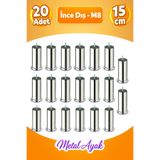 Badem10 Metal Krom (15 CM) Baza Koltuk Kanepe Mobilya Yatak Çekyat Ayağı Ince Diş M8 Metrik Ayakları 20 Adet