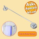Badem10 Metal Krom Bez Havlu Asma Askısı Aparatı 42 cm Banyo Lavabo Vidalı Askılık Sağlam Askı