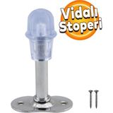 Badem10 Metal Krom Kapı Arkası Kolu Stoperi 8 Cm Silikon Başlıklı Durdurucu İkili Paket