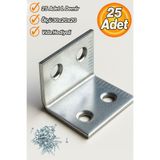 Badem10 Metal L Demiri 30x20x20 mm Kalın Köşebent (25 Adet) Raf Dolap Köşe Bağlantı Mobilya Sabitleme Seti