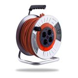 Badem10 Metal Makaralı Seyyar Cca Kablo 4 Prizli Monofaze Uzatma Kablosu 3x2.5 mm Ttr Kablo 20 Metre