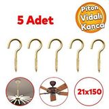 Badem10 Metal Piton Vidalı Gerdirme 21x150 Çekme Kaldırma Tavan Açık Ağız Kancalı Avize Asma Kiti 5 Adet