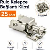 Badem10 Metal Rulo Kelepçe Bağlantı Klipsi 25 Adet Şerit Kelepçe Birleştirme Sabitleme Kilitleme Aparatı - Metalik Gri