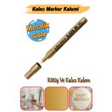 Badem10 Metalik Yaldızlı Gold Renk Markör Kalemi Kalıcı Rötüş Yazı Marker Metal Plastik Cam Ahşap Tüm Yüzey