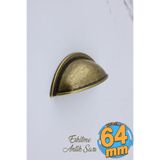 Badem10 Midye Çanak Tas 64 Mm Eskitme Antik Sarı Mobilya Mutfak Çekmece Dolabı Dolap Kulpları Kulpu Kulbu