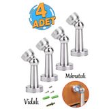 Badem10 (MIKNATISLI) 4'lü Mobilya Kapı Arkası Vidalı Metal Stoperi Tamponu Krom Tutucu Tutacağı Durdurucusu