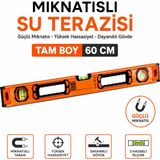 Badem10 Mıknatıslı Alüminyum Su Terazisi 60 cm Hassas Ölçüm Güçlü Mıknatıslı Profesyonel Terazi - 600 mm - Turuncu - 1 Adet