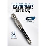 Badem10 Mıknatıslı Kaydırmaz PH2 Yıldız Bits Uç 65 mm S2 Çelik Vida Tutucu Matkap Tornavida Vidalama Ucu