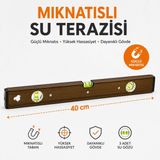 Badem10 Mıknatıslı Su Terazisi 40 cm Profesyonel Ölçüm Terazisi Hassas Hizalama ve Denge Kontrol Cihazı - 400 mm - Gri - 1 Adet