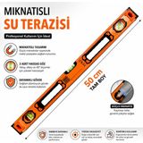 Badem10 Mıknatıslı Su Terazisi 50 cm Dayanıklı Alüminyum Gövde Profesyonel Hassas Ölçüm Aracı - 500 mm - Turuncu - 1 Adet