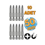 Badem10 Mıknatıslı Yıldız Ph2 Bits Uç 50 mm 10'lu Set Kutulu Manyetik 1/4" Matkap Ucu 5 cm Uzunluk