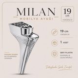 Badem10 Milan Krom Mobilya Ayağı 19 cm 1 Adet Dekoratif Koltuk Kanepe Sehpa Ayağı Modern Tasarım