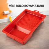 Badem10 Mini Rulo Boyama Kabı Pratik Kullanım Ergonomik Tasarım Dayanıklı Plastik Boya Haznesi Seti - Kırmızı