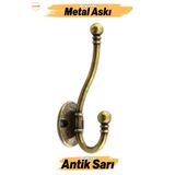 Badem10 Misket Askı Antik Sarı Vestiyer Portmanto Dolap Askılığı Duvar Banyo Askılık Mutfak Elbise Askısı