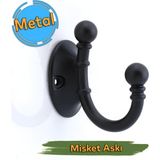 Badem10 Misket Askı Siyah Vestiyer Dolap Askılık Askılığı Duvar Banyo Mutfak Elbise Kıyafet Çanta Askısı