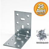 Badem10 Mobilya (25 Adet) Eşya Dolap Duvara Sabitleme Köşebent Bağlantı Aparatı L Demiri Gönye 40X60X60 mm - Metalik Gri
