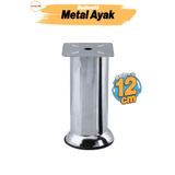Badem10 Mobilya Ayak 12 cm Krom Baza Koltuk Kanepe Yatak Çekyat Destek Ayağı Metal Yükseltici Ayakları