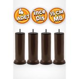 Badem10 Mobilya Baza Kanepe Koltuk Çekyat Yükseltme Ayağı M8 Civatalı Ince Diş Metal Ayakları 15 Cm 4 Adet