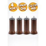 Badem10 Mobilya Baza Koltuk Kanepe Çekyat Yükseltme Ayağı Ince Diş Metal M8 Kahve Ayakları 12 Cm 4 Adet