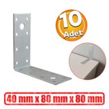 Badem10 Mobilya Dolap Duvar Sabitleme 10 Adet Metal Köşebent 40X80X80 mm Bağlantı Aparatı L Demiri Gönye