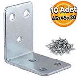 Badem10 Mobilya Dolap Köşe Bağlantı Sabitleme L Demir Köşebent Gönye 45x45x30 mm (10 ADET)