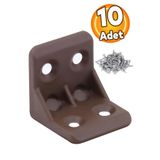 Badem10 Mobilya Eşya Dolap Köşebent Bağlantı Sabitleme Sabitleyici L Gönye 25x25x25 Mm Kahverengi (10 ADET)