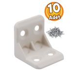 Badem10 Mobilya Eşya Dolap Köşebent Bağlantı Sabitleme Sabitleyici L Gönye 25x25x25 Mm Krem (10 ADET)