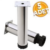 Badem10 Mobilya Kanepe Baza Koltuk Destek Ayağı Ayarlanabilir 20 cm 5 Adet Krom Metal Ayak