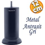 Badem10 Mobilya Kanepe Baza Koltuk Destek Ayağı M8 Civata 12 cm Antrasit Gri Metal Yükseltici Ince Diş Ayak