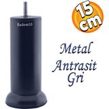 Badem10 Mobilya Kanepe Baza Koltuk Destek Ayağı M8 Civata Metal Yükseltici Ince Diş Ayak 15 cm Antrasit Gri