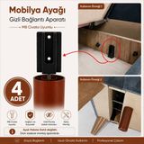 Badem10 Mobilya Kanepe Baza Sehpa Gizli Montaj Ayağı Plastik Bağlantı Aparatı M8 Civatalı Tabanı 4 Adet