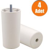 Badem10 Mobilya Kanepe Koltuk Baza M8 Civatalı Vidalı Orta Destek Yükseltme Ayağı Ayakları Beyaz 12cm 4 Adet - Mobilya Hırdavatı