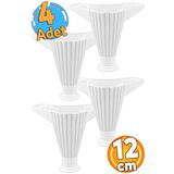 Badem10 Mobilya Kanepe Koltuk Ünite Puf Ayağı 12 Cm Beyaz Baza Ayakları 4 Adet