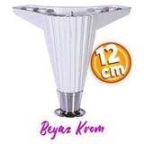Badem10 Mobilya Kanepe Masa Ayağı Beyaz-Krom 12 cm Yükseklik Modern Tasarım
