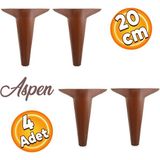 Badem10 Mobilya Kanepe Sehpa Puf Koltuk Ayağı Kahverengi Ahşap Desenli Baza Ayakları 20 Cm (4 Adet)