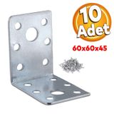 Badem10 Mobilya Köşe Bağlantı Sabitleme L Demir Deprem Dolap Duvar Birleştirme Gönye 60x60x45 mm (10 ADET)