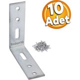 Badem10 Mobilya Köşe Bağlantı Sabitleme L Demir Deprem Dolap Duvar Birleştirme Gönye 65x65x20 mm (10 ADET)