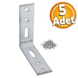Badem10 Mobilya Köşe Bağlantı Sabitleme L Demir Deprem Dolap Duvar Birleştirme Gönye 65x65x20 mm (5 ADET)