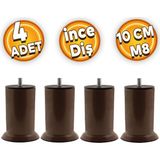 Badem10 Mobilya M8 Civata Kahverengi Metal Ayak 10 cm 4 Adet Metal Kanepe Baza Koltuk Destek Ayağı