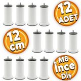 Badem10 Mobilya Metrik 8 Civatalı İnce Diş Beyaz Metal Ayak 12 cm 12 Adet Baza Kanepe Koltuk Destek Ayağı