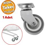 Badem10 Mobilya Ofis Koltuk Tekeri Vidalı Yük Taşıma Alışveriş Sepeti Tablalı Teker 50 MM x 20 mm GRİ